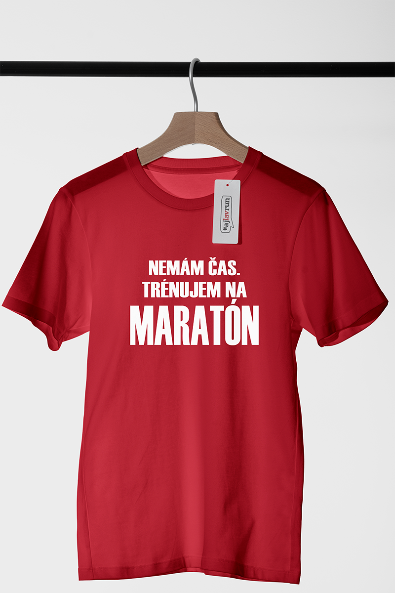 Tričko NEMÁM ČAS, TRÉNUJEM NA MARATÓN červené funkčné