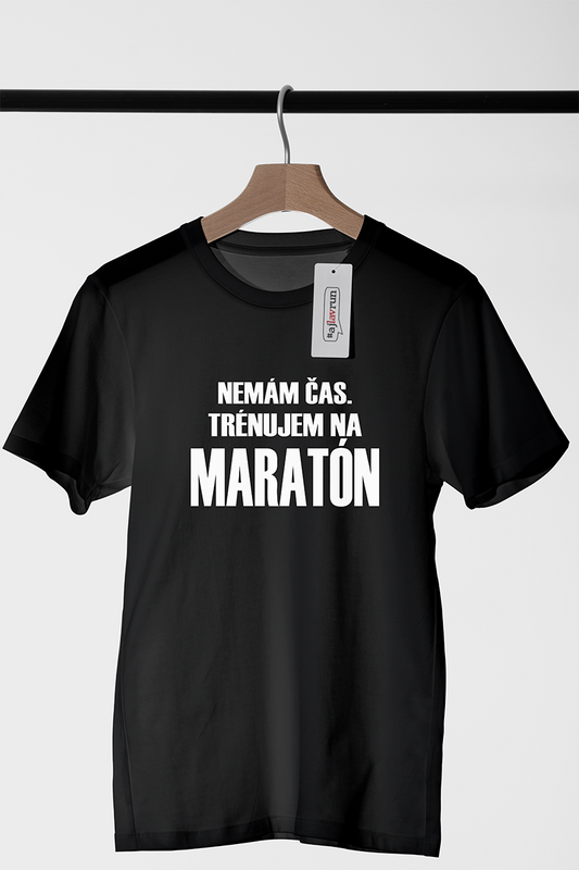 Tričko NEMÁM ČAS, TRÉNUJEM NA MARATÓN čierne funkčné